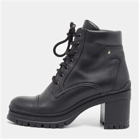 prada black leather flat boots|prada 55 leather ankle boots.